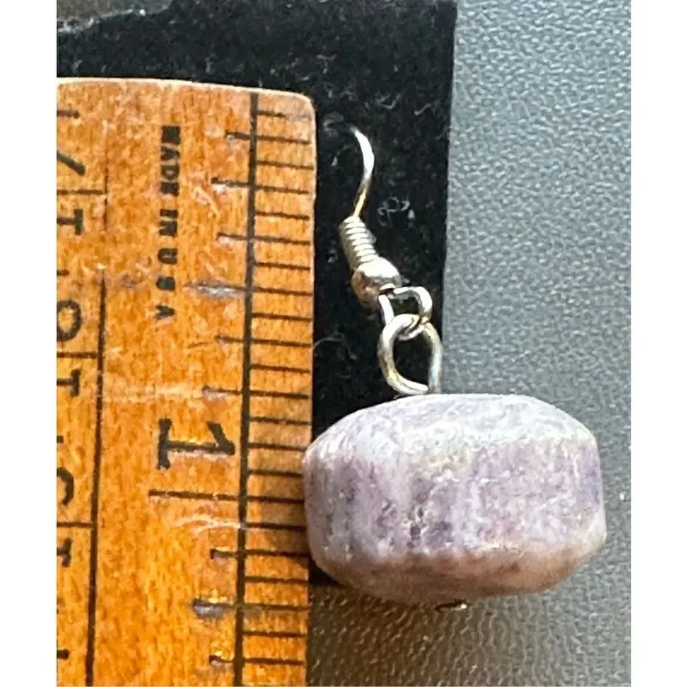 Amethyst multi raw stone with silver tone and black beads and matching earrings